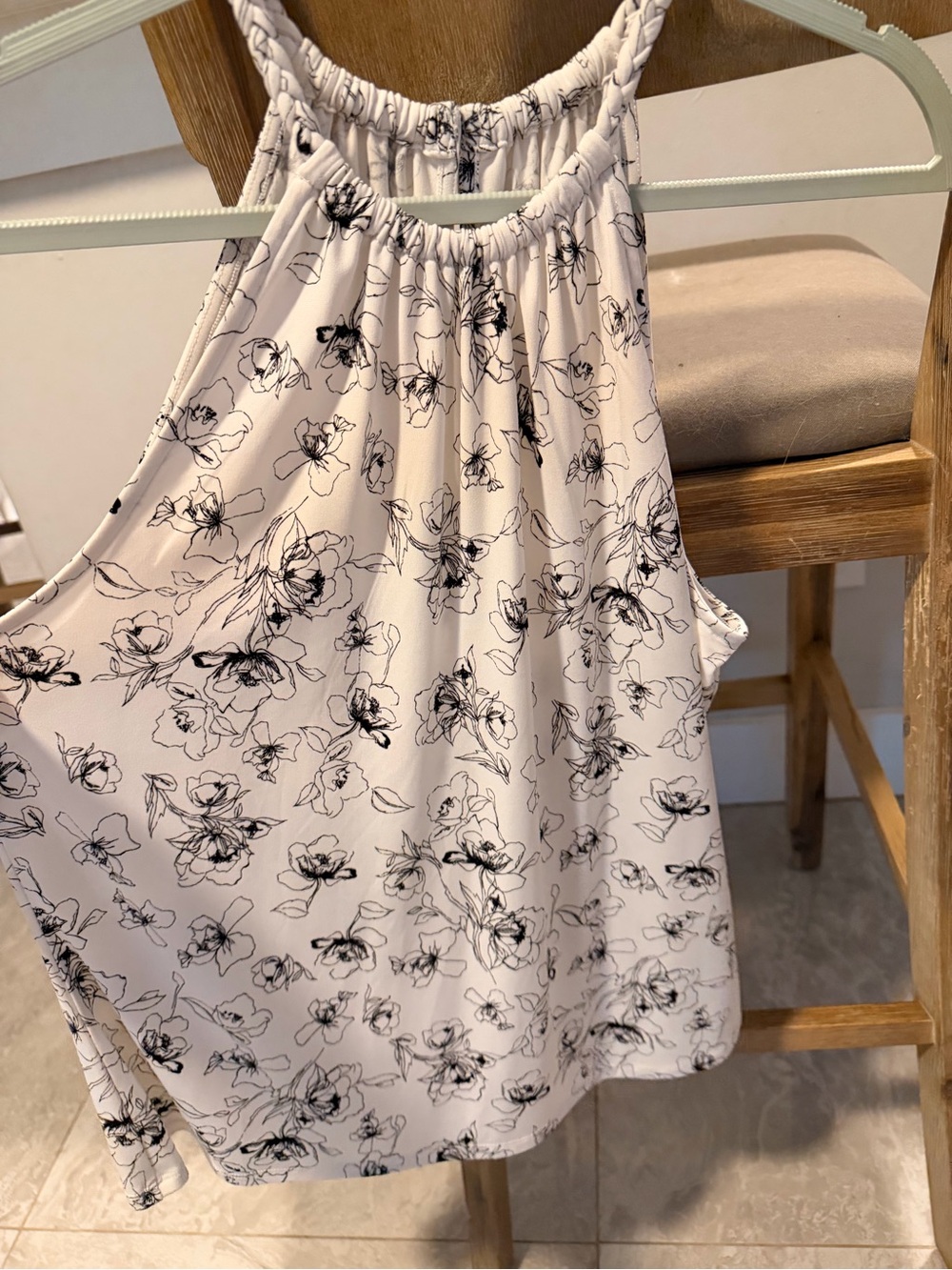 Women's Cream Floral Print Halter Top